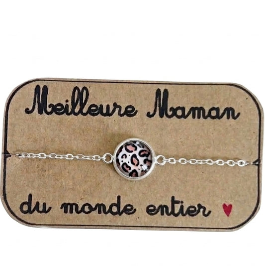 Bracelet Chaîne "Meilleure Maman" - Imprimé Léopard 🐆