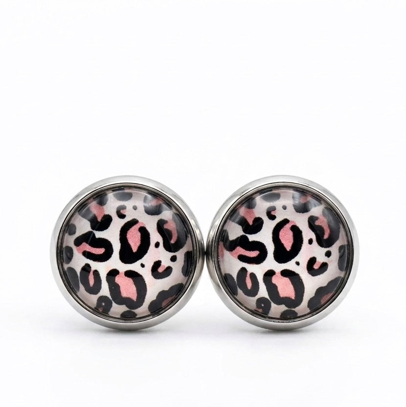 Boucles d'Oreilles "Petit Léopard Rose" – Look Félin & Girly 🐾 (Enfant)