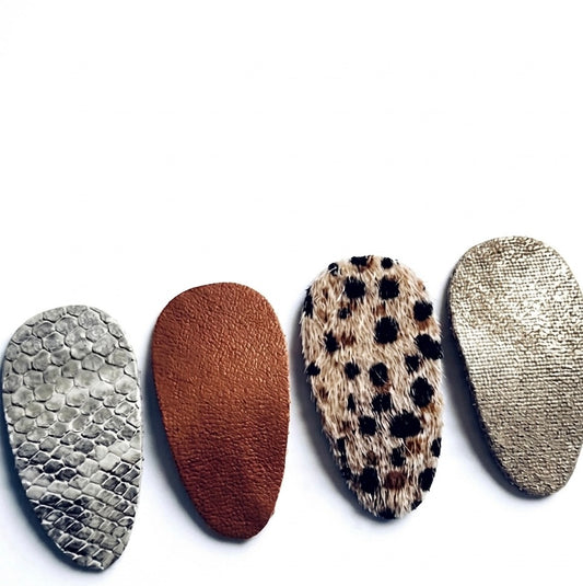 Collection "Sauvage & Raffinée" – Lot de 4 Barrettes Clips en Cuir et Fausse Fourrure 🐆